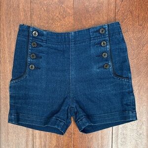 Les Coyotes De Paris Navy Button-Detail Girl’s Jean Shorts, Size 8